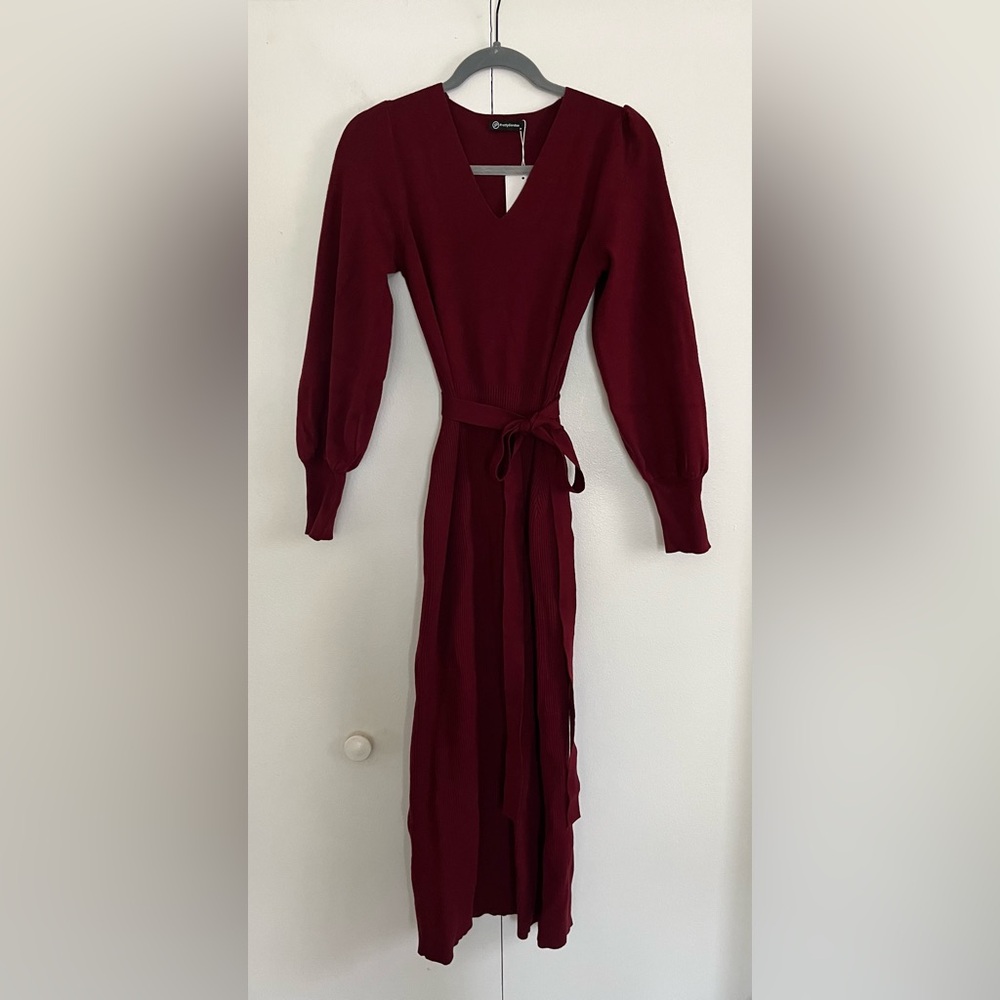 Elegant Burgundy Knit Dress